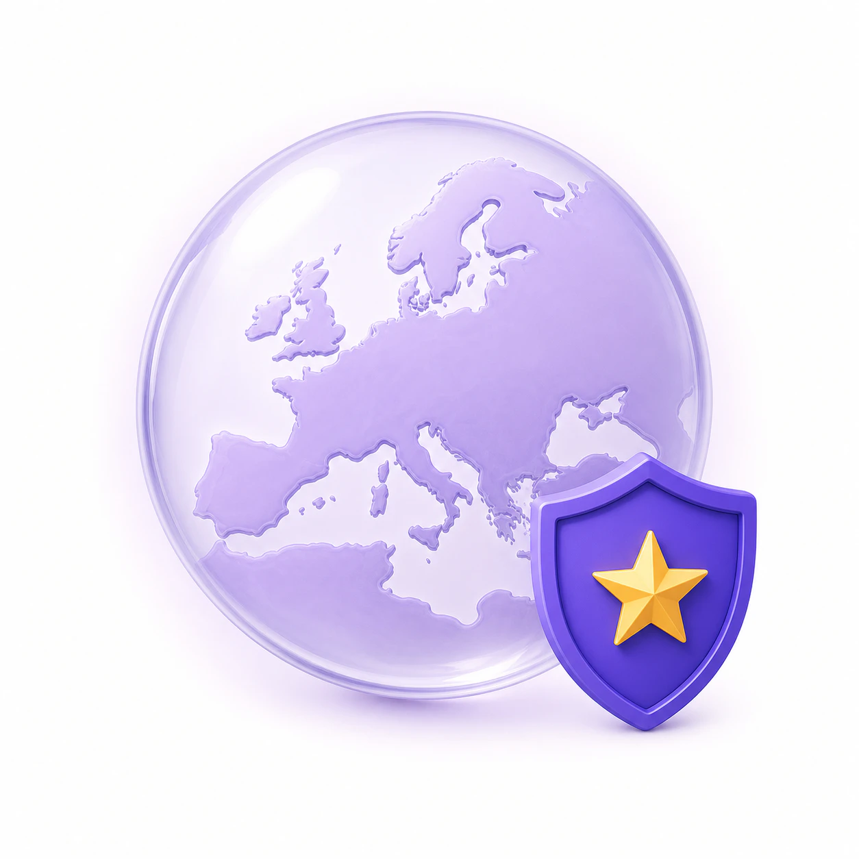 Illustration of a Europe-facing globe protected by a release shield